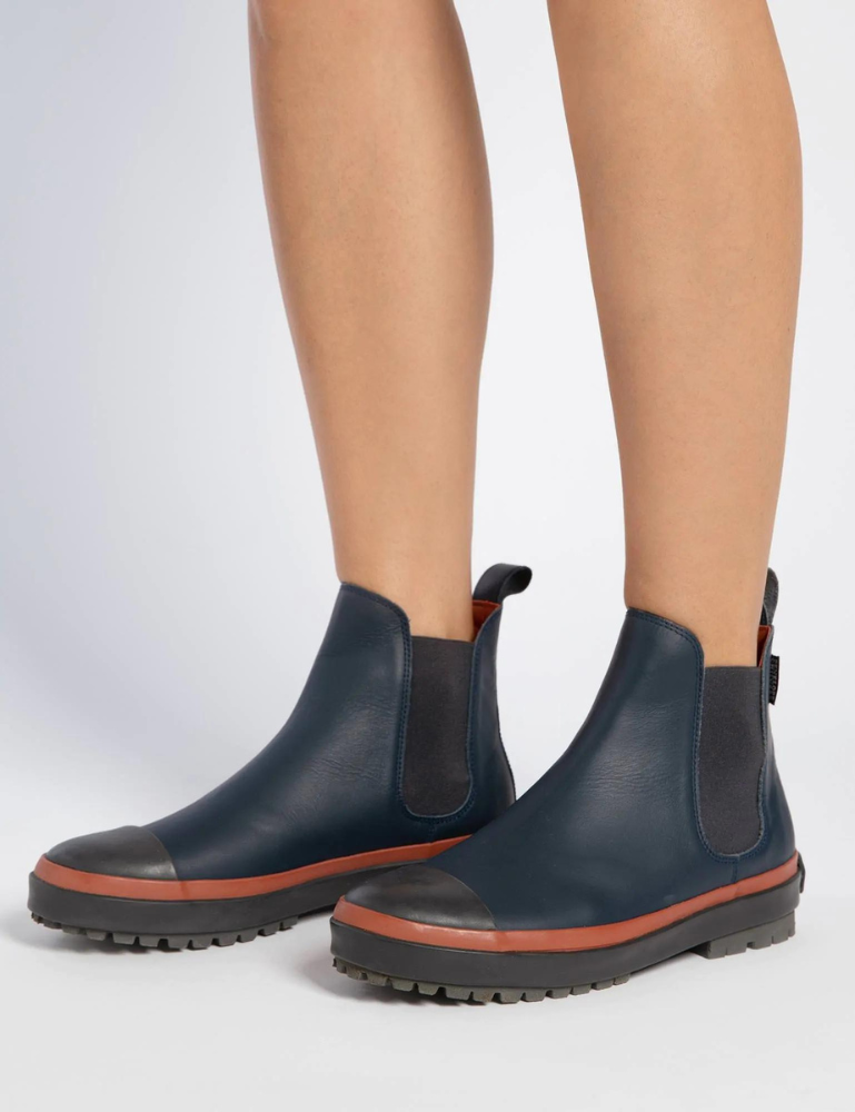 Jump Waterproof Leather Boot - Navy