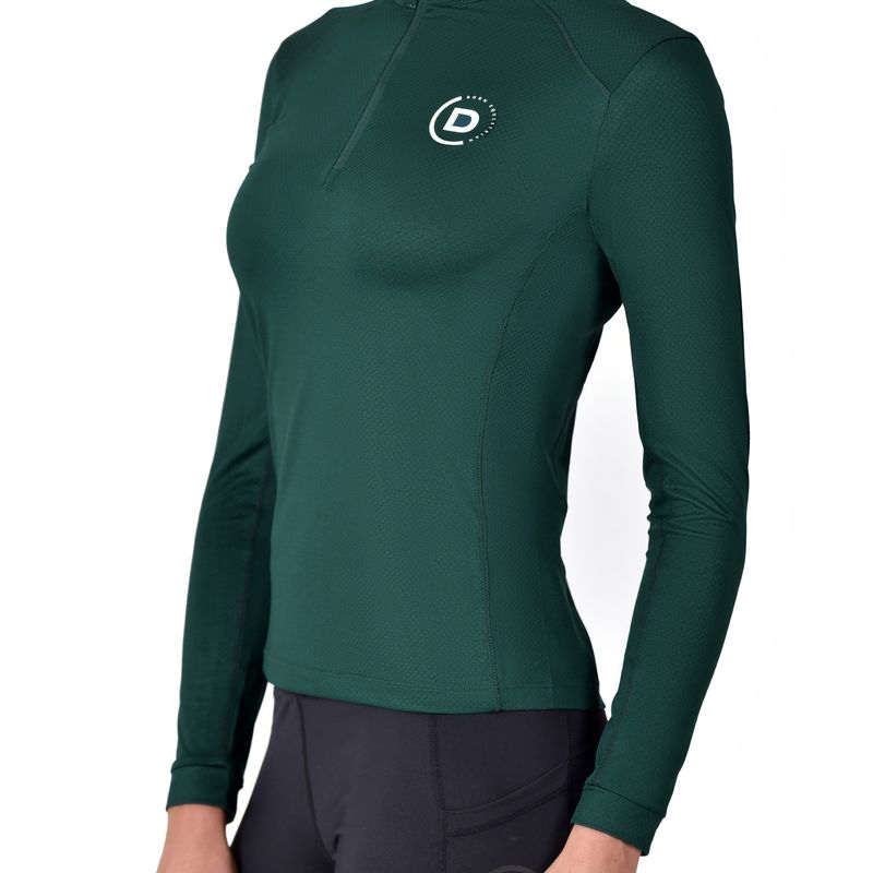 Breathable Long Sleeve Riding Top - Dark Emerald Green