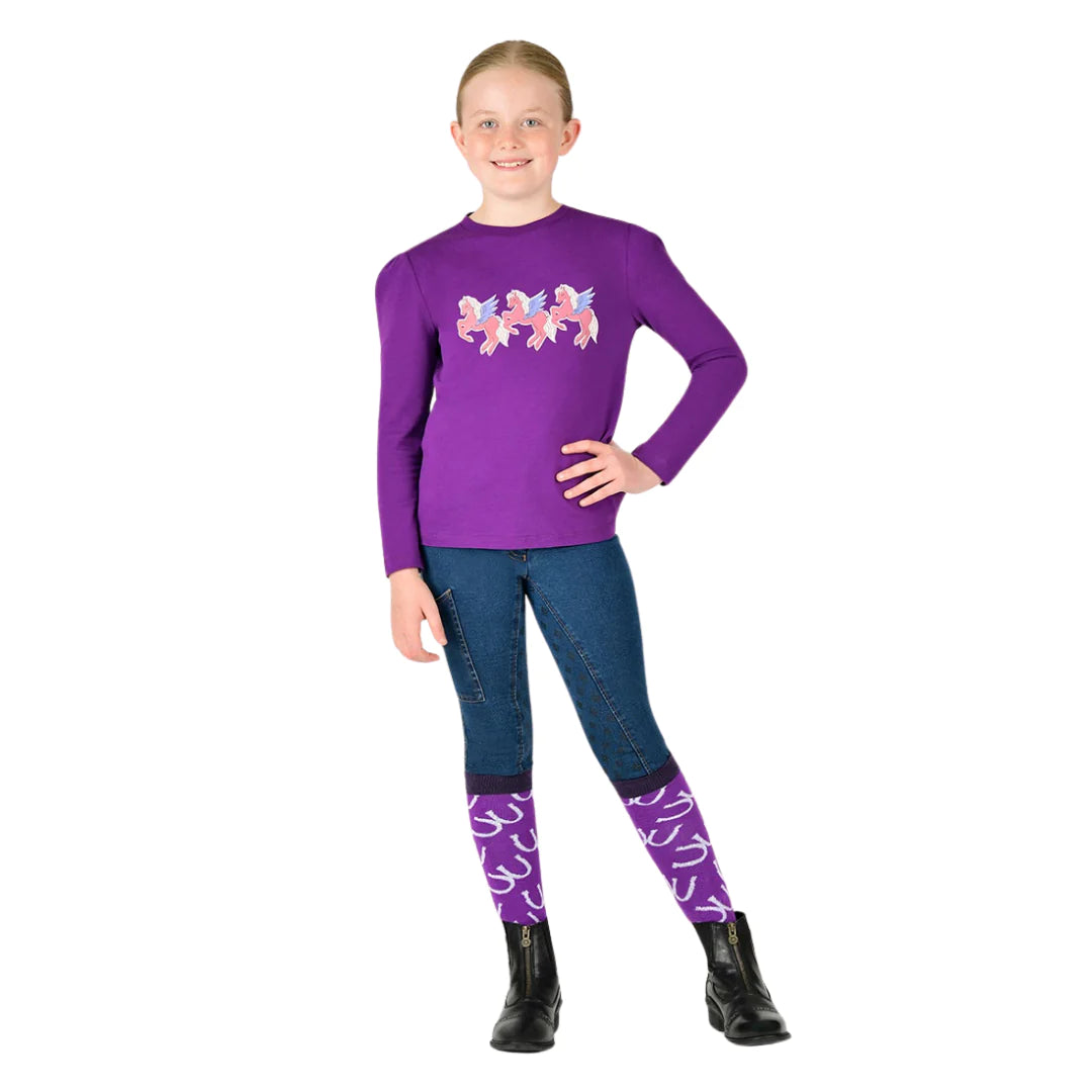 Child's Poppy Puff Sleeve Tee - Imperial Purple/Winged Ponies