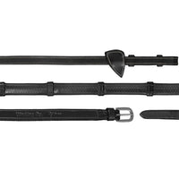 Working 1/2" Rubber Reins with 7 Leather Loops - Black