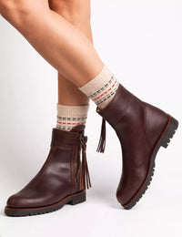 Cropped Lined Tassel Boot - Conker