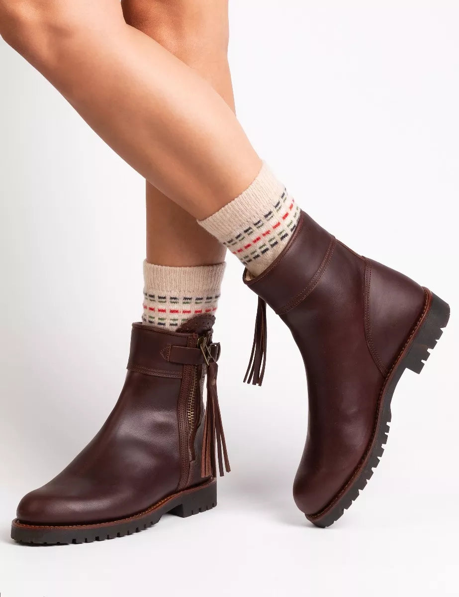 Cropped Lined Tassel Boot - Conker