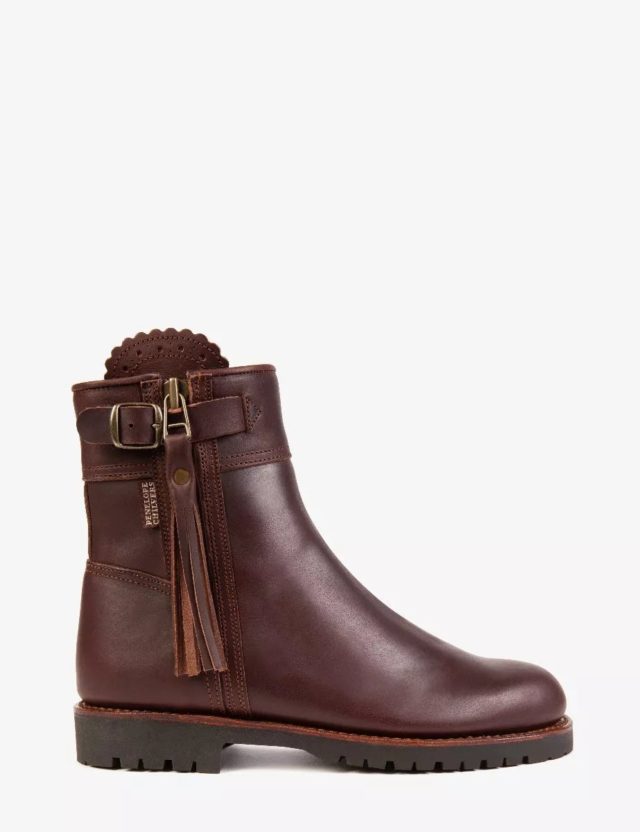 Cropped Lined Tassel Boot - Conker