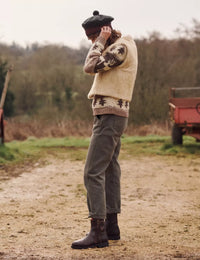 Cropped Lined Tassel Boot - Conker