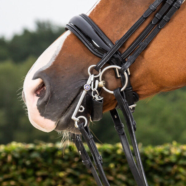 New English Patent Large Crank Noseband - Black