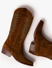 Goldie Embroidered Cowboy Boot - Peat