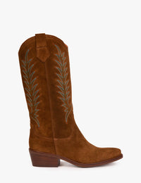 Goldie Embroidered Cowboy Boot - Peat