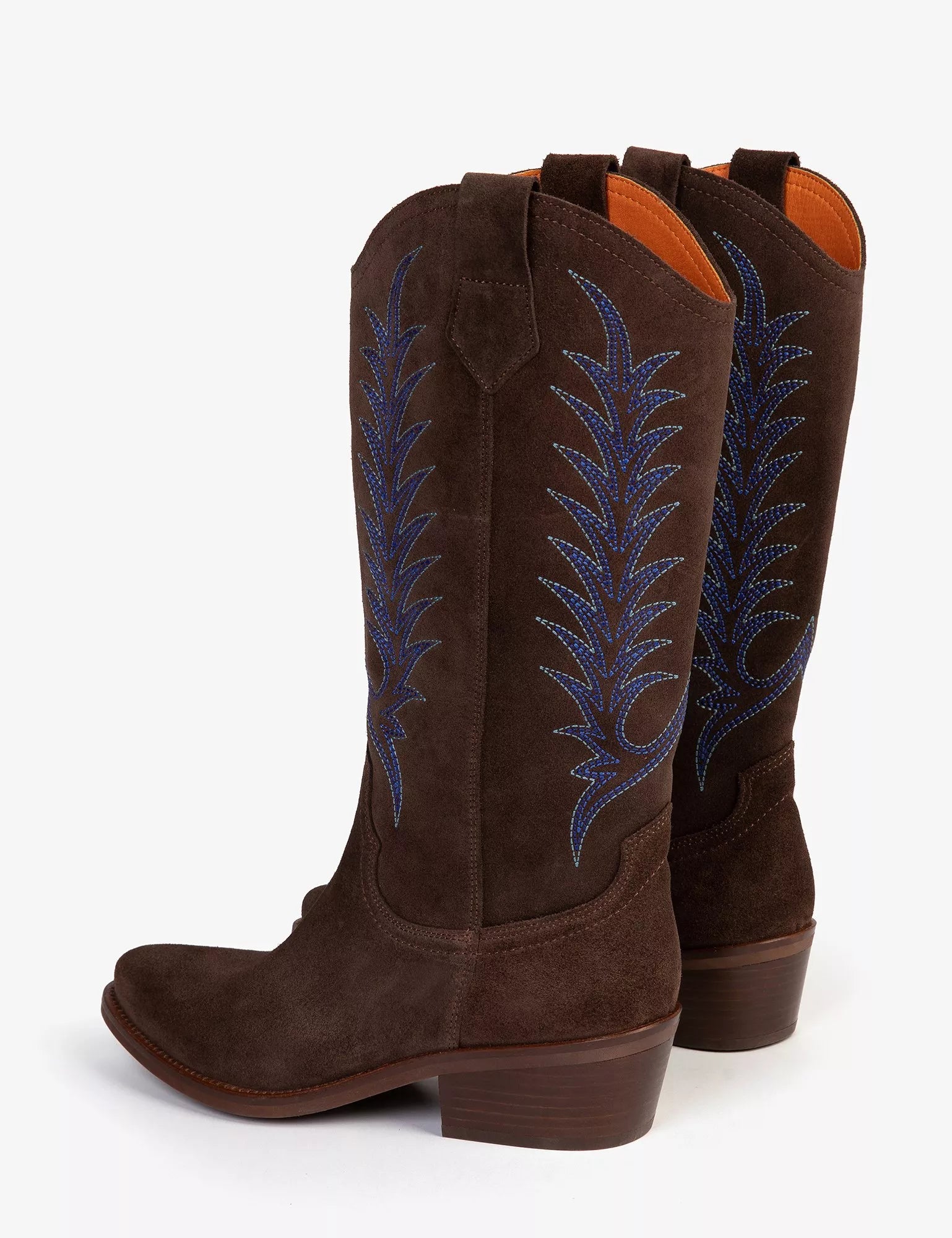 Goldie Embroidered Cowboy Boot - Bitter Chocolate