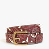 Paisley Leather Belt - Red