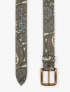 Paisley Leather Belt - Blue