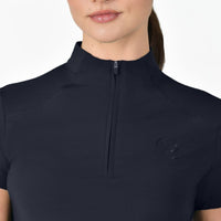 1/4 Zip Breathable Short Sleeve Top - Navy