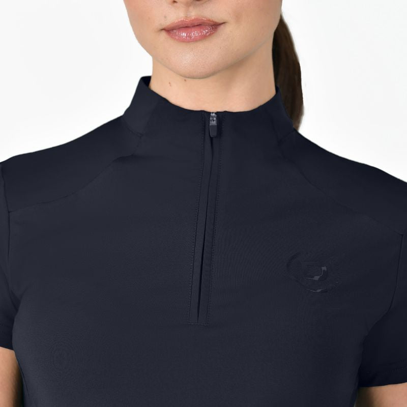1/4 Zip Breathable Short Sleeve Top - Navy