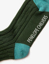 Cashmere Cable Boot Socks - Khaki