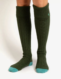 Cashmere Cable Boot Socks - Khaki