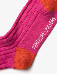 Cashmere Cable Boot Socks - Pink