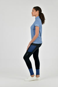 Power Tech Colour Block Full Grip Tights - Black/Delft Blue