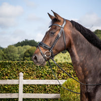 Working Patent Large Crank Noseband Bridle with Flash - Black