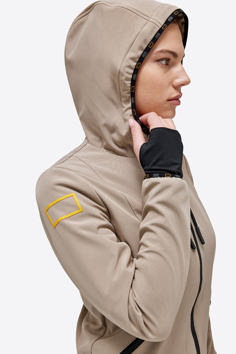 Jersey Hooded Zip Softshell - Sand