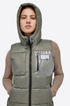 Nylon Hooded Puffer Vest - Dusty Olive