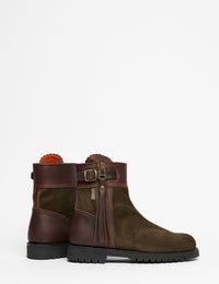 Inclement Cropped Tassel Boot - Seaweed/Conker