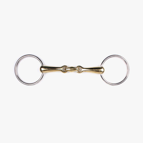 QHP - Snaffle Bit Double Jointed German Argentan Gold